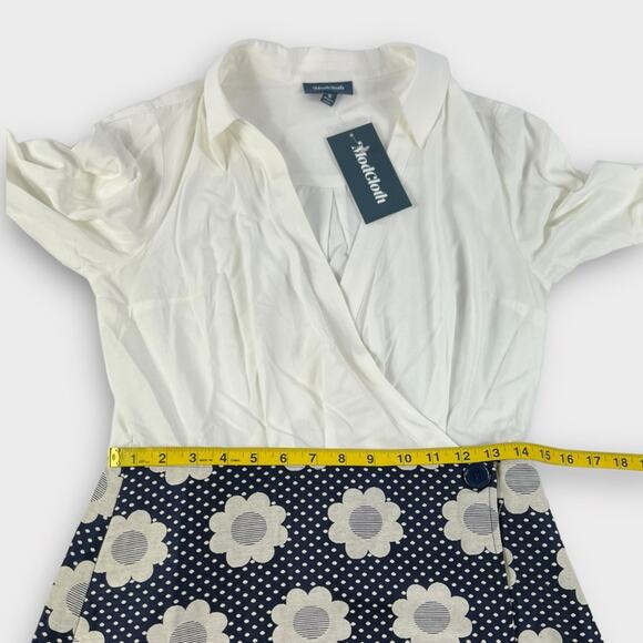 Modcloth Au Contraire Floral Daisy Retro Wrap Twofer Dress Size 6 NEW - Picture 9 of 11